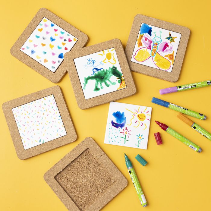 Onderzetters versierd met porseleinstiften