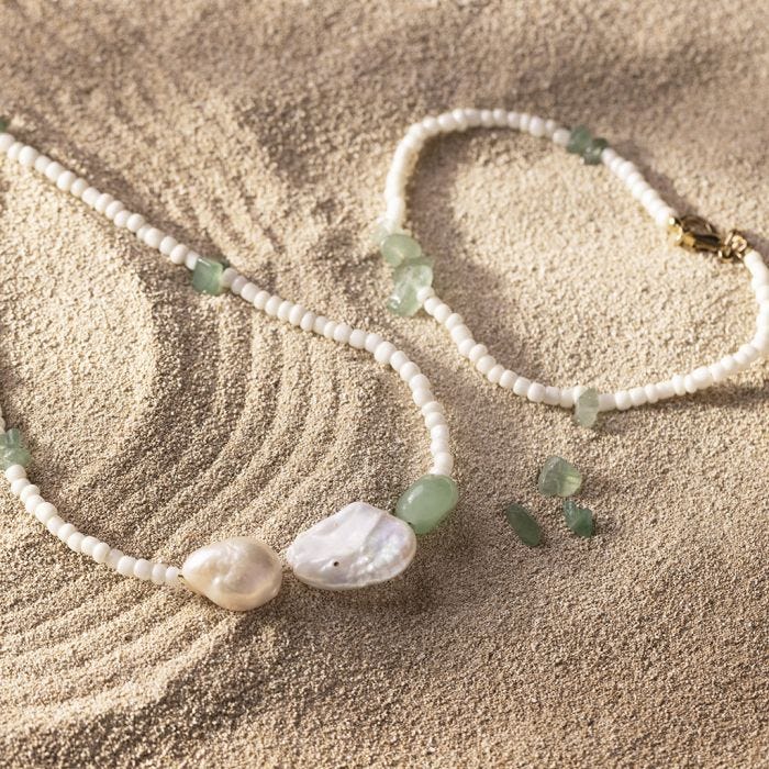 Bracelet et collier avec aventurine et perles d’eau douce
