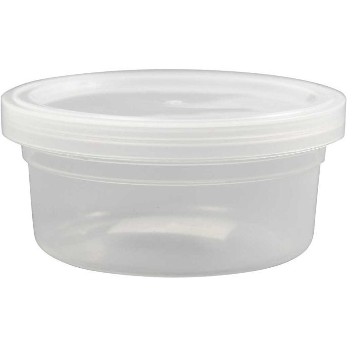 Pot en plastique avec couvercle, H : 38 mm, d 84 mm, 125 ml, 20 pièces/ 1 Pq.