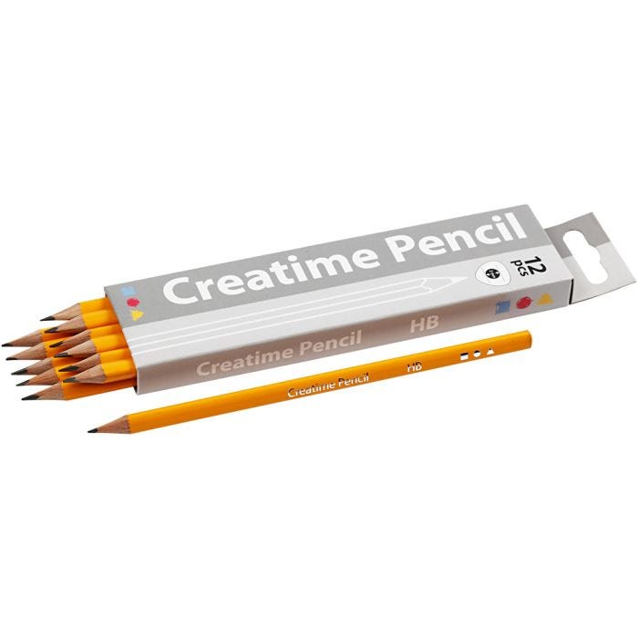 Crayons pour école, L : 17,5 cm, HB, ép. 7 mm, mine 2 mm, 12 pièces/ 1 Pq.