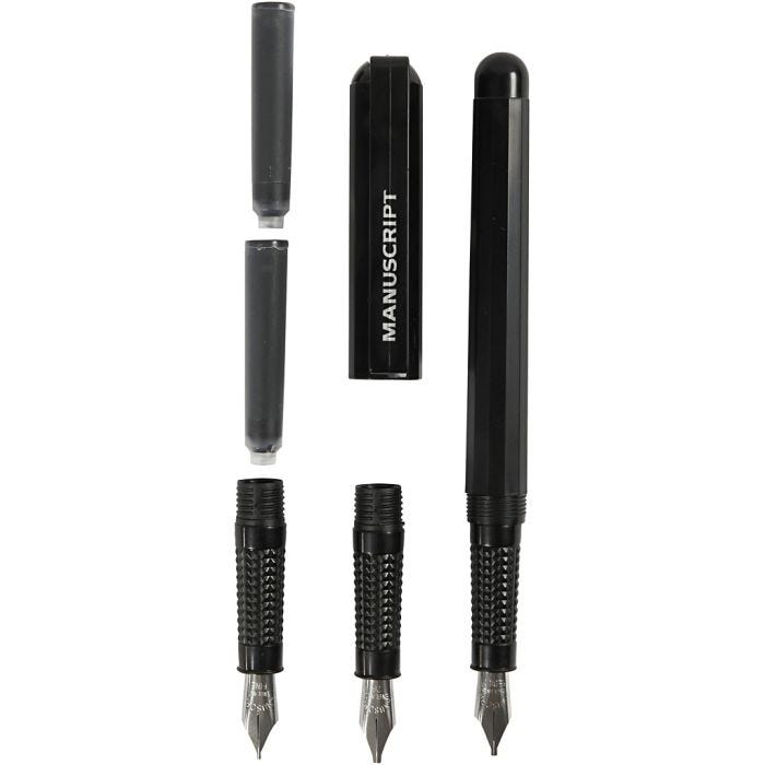 Set de Calligraphie pour Débutants, L : 0,85-1,6 mm, noir, 1 set