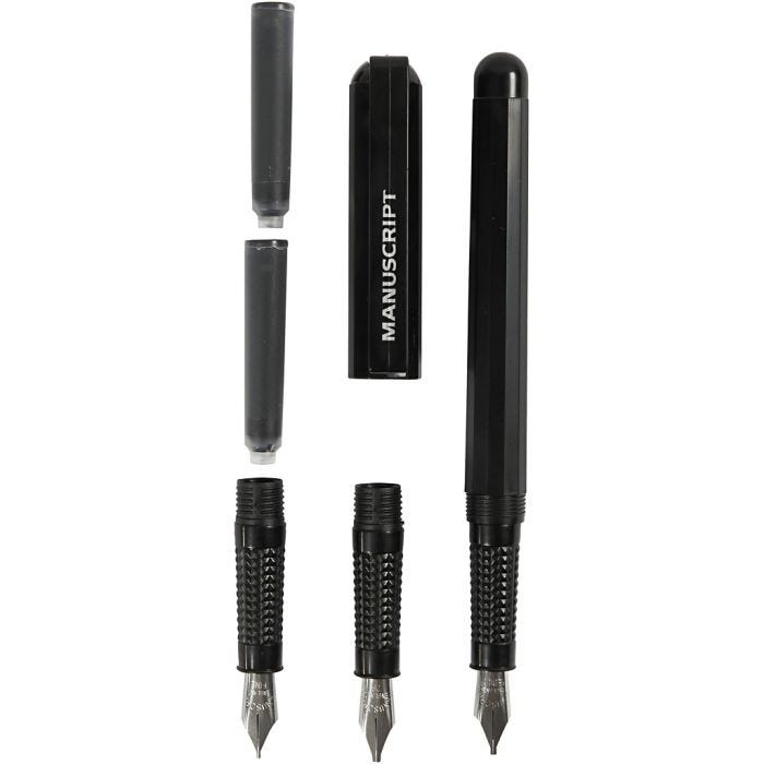 Kalligrafeer set Voor Beginners, B: 0,85-1,6 mm, zwart, 1 set