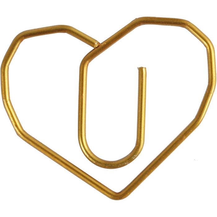 Trombones, coeur, dim. 30x20 mm, or, 6 pièces/ 1 Pq.