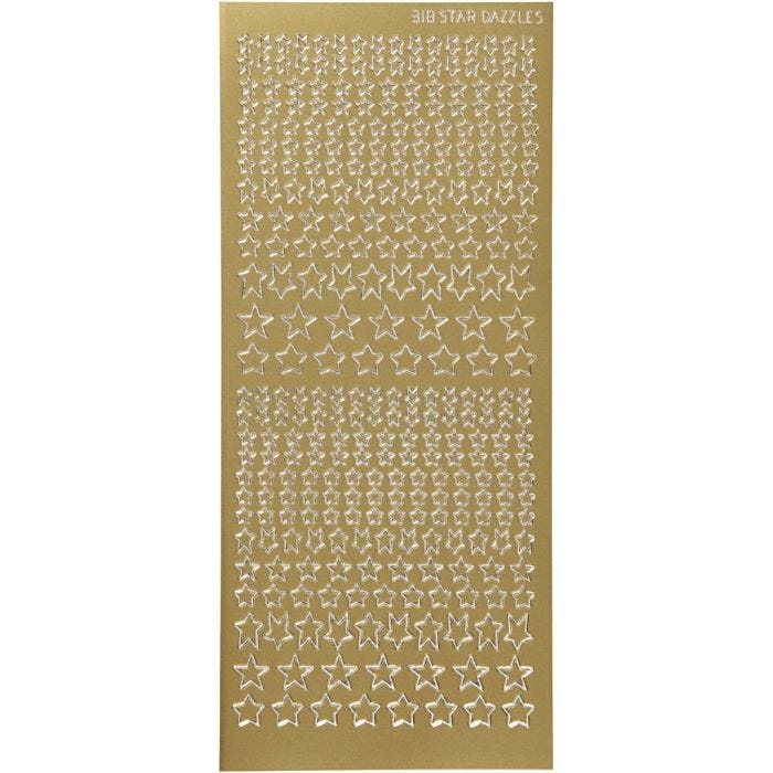 Autocollants, étoiles, feuille 10x23 cm, or, 1 flles