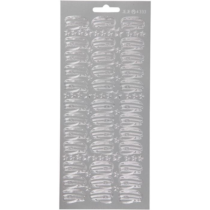 Autocollants, chapeau, feuille 10x23 cm, argent, 1 flles