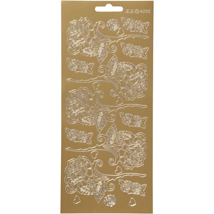 Stickers, rozen, 10x23 cm, goud, 1 vel