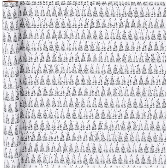 Papier cadeau, pin, L : 70 cm, 80 gr, vert, blanc, 4 m/ 1 rouleau