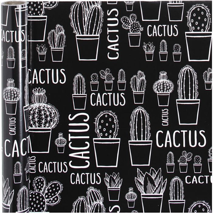 Papier cadeau, Cactus, L : 50 cm, 80 gr, 5 m/ 1 rouleau