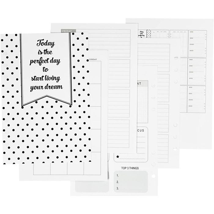 Pages de calendrier, dim. 142x210 mm, Nombre de pages 7, 120 gr, blanc, 1 pièce