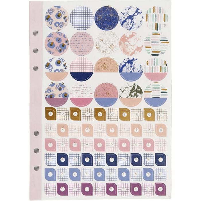 Livre d'autocollants, fleurs, A5, or, violet, rose, 1 pièce