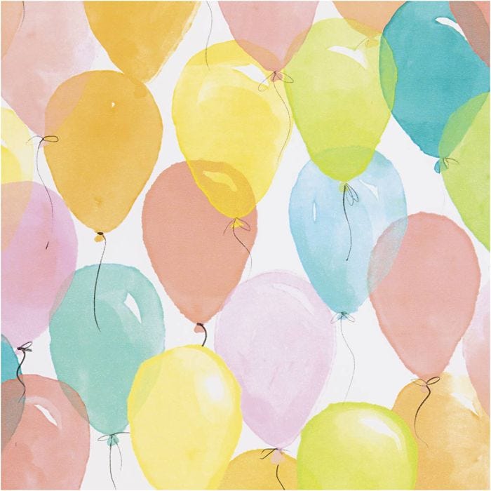 Papier cadeau, Ballons, L : 50 cm, 80 gr, couleurs pastel, 5 m/ 1 rouleau