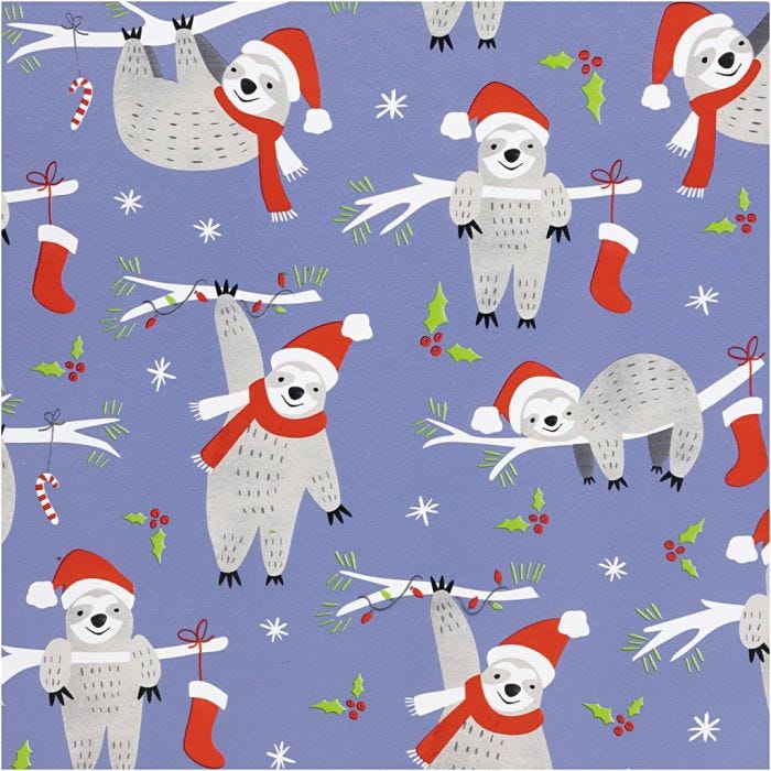 Papier cadeau, Paresseux, L : 50 cm, 80 gr, violet, 5 m/ 1 rouleau