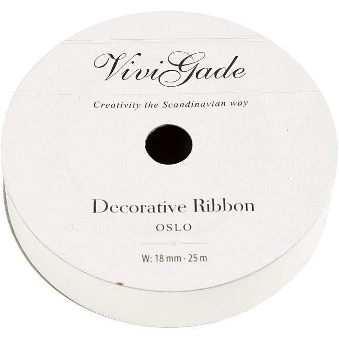 Ruban cadeau, L : 18 mm, mate, blanc, 25 m/ 1 rouleau