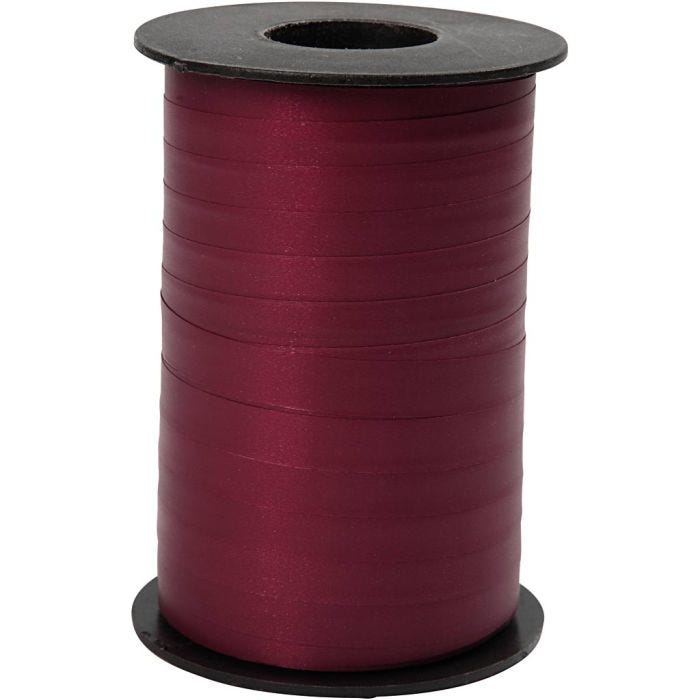 Ruban cadeau, L : 10 mm, mate, rouge foncé, 250 m/ 1 rouleau