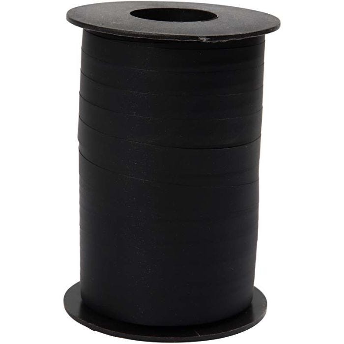 Ruban cadeau, L : 10 mm, mate, noir, 250 m/ 1 rouleau