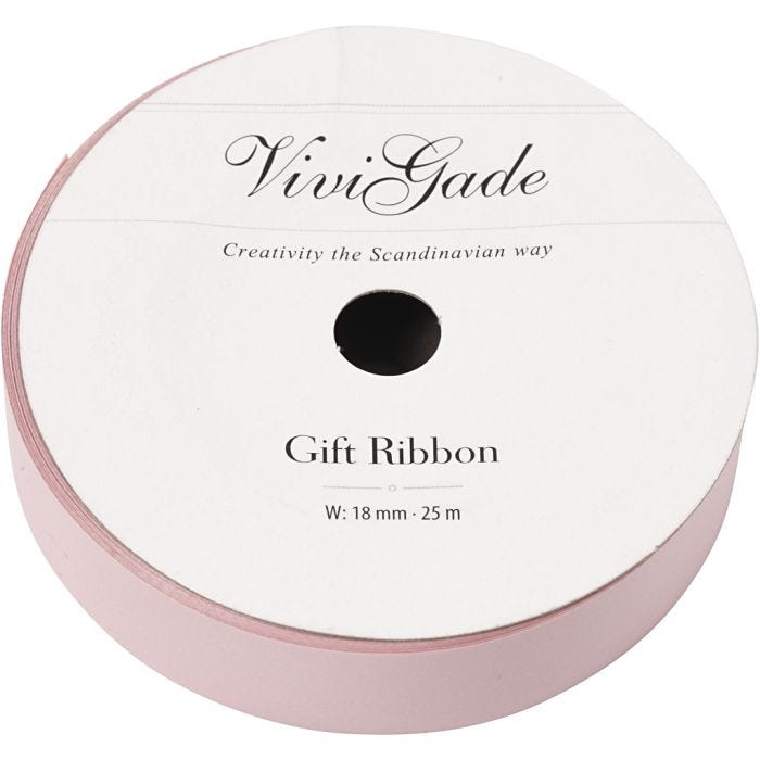 Ruban cadeau, L : 18 mm, mate, rose clair, 25 m/ 1 rouleau