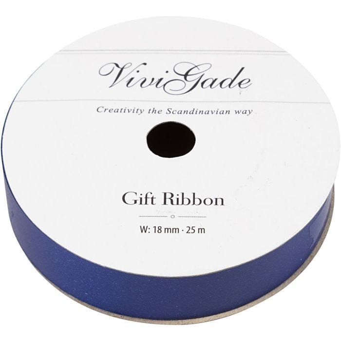 Ruban cadeau, L: 18 mm, mate, bleu, 25 m/ 1 rouleau