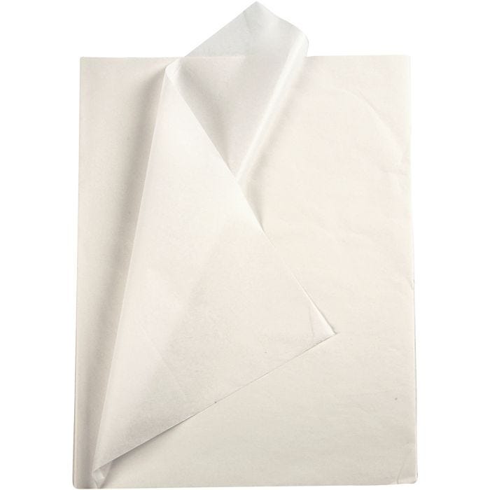 Papier de Soie, feuille 50x70 cm, 17 gr, blanc, 10 flles/ 1 Pq.