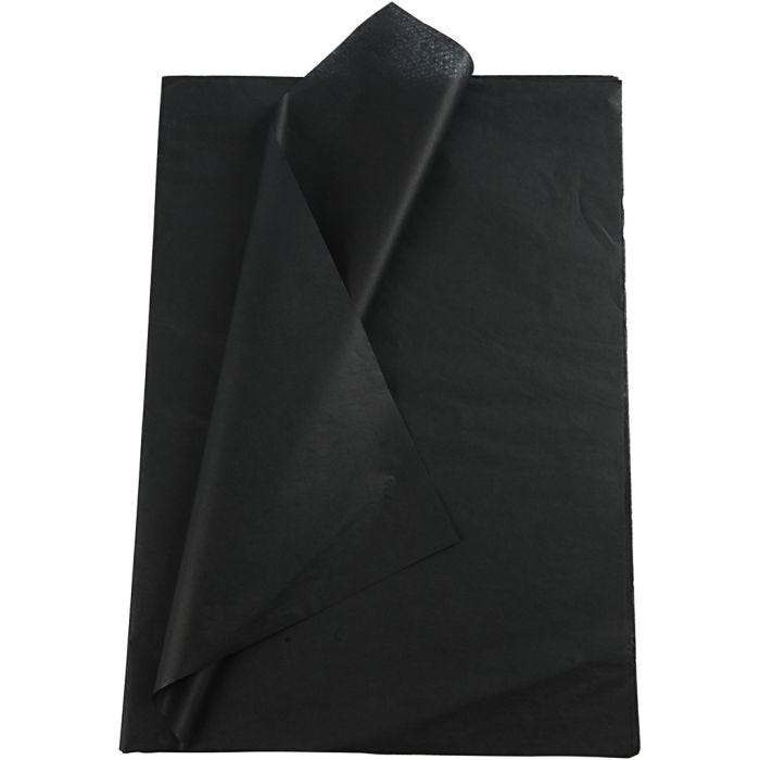 Papier de Soie, feuille 50x70 cm, 17 gr, noir, 10 flles/ 1 Pq.