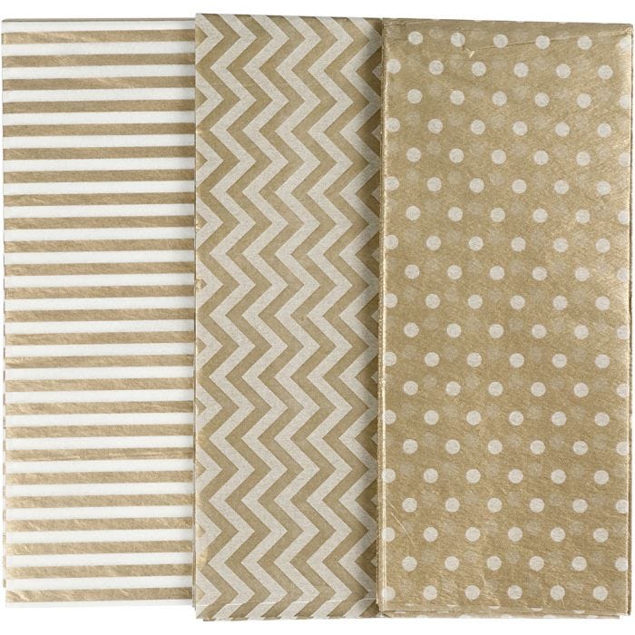Papier de soie, feuille 50x70 cm, 17 gr, or, 6 flles/ 1 Pq.