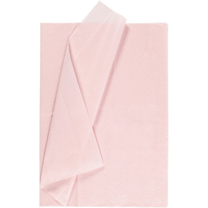 Papier de soie, avec des points, feuille 50x70 cm, 14 gr, rose clair, 6 flles/ 1 Pq.