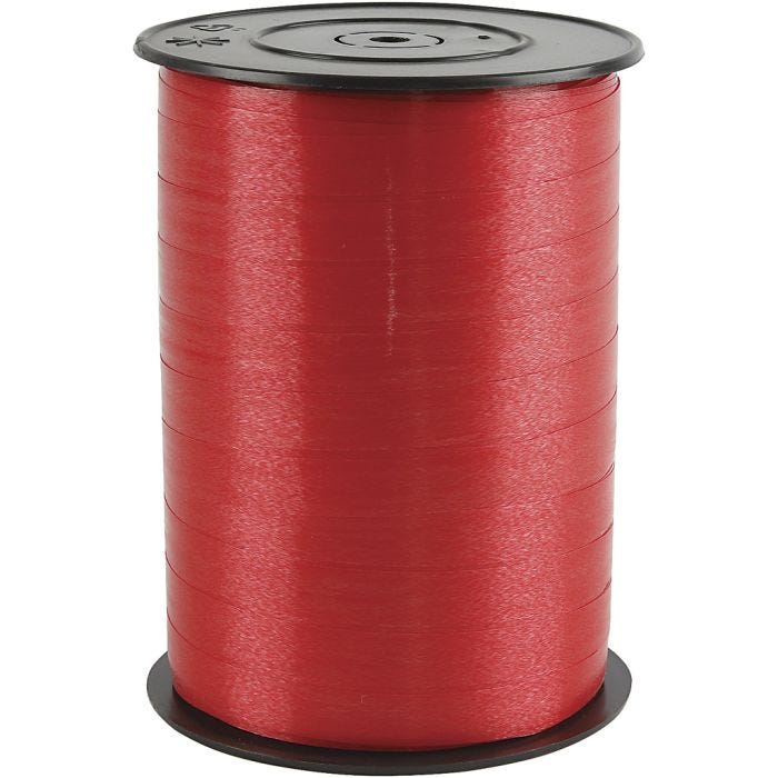 Ruban cadeau, L : 10 mm, brillante, rouge, 250 m/ 1 rouleau