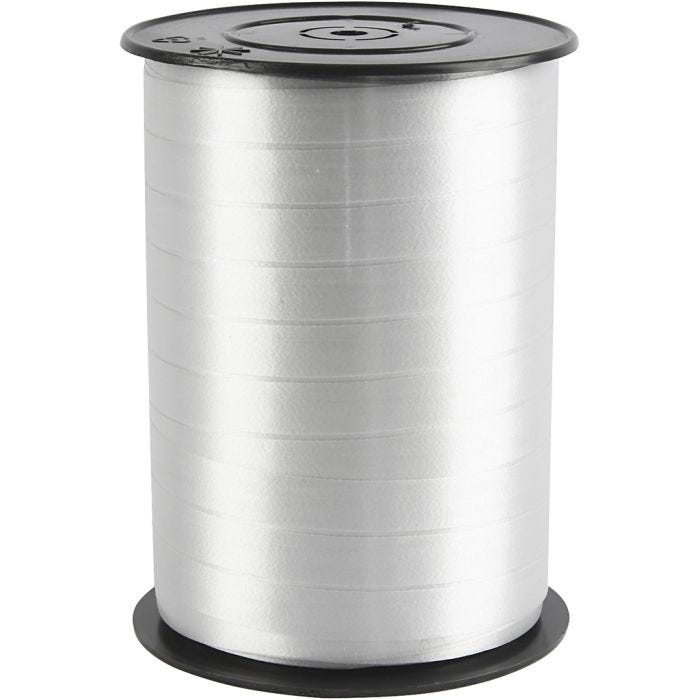 Ruban cadeau, L : 10 mm, brillante, argent, 250 m/ 1 rouleau