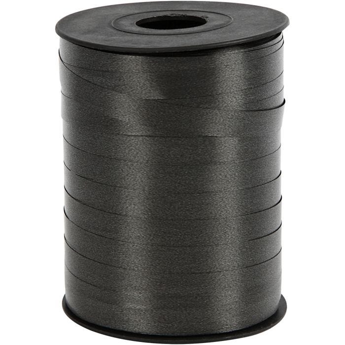 Ruban cadeau, L : 10 mm, brillante, noir, 250 m/ 1 rouleau