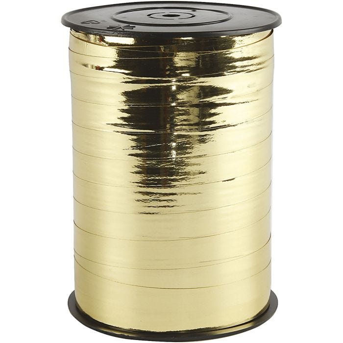 Ruban cadeau, L : 10 mm, brillante, or métallique, 250 m/ 1 rouleau