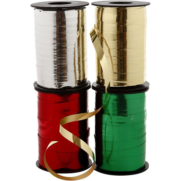 Ruban cadeau, L : 10 mm, brillante, 4x250 m/ 1 Pq.
