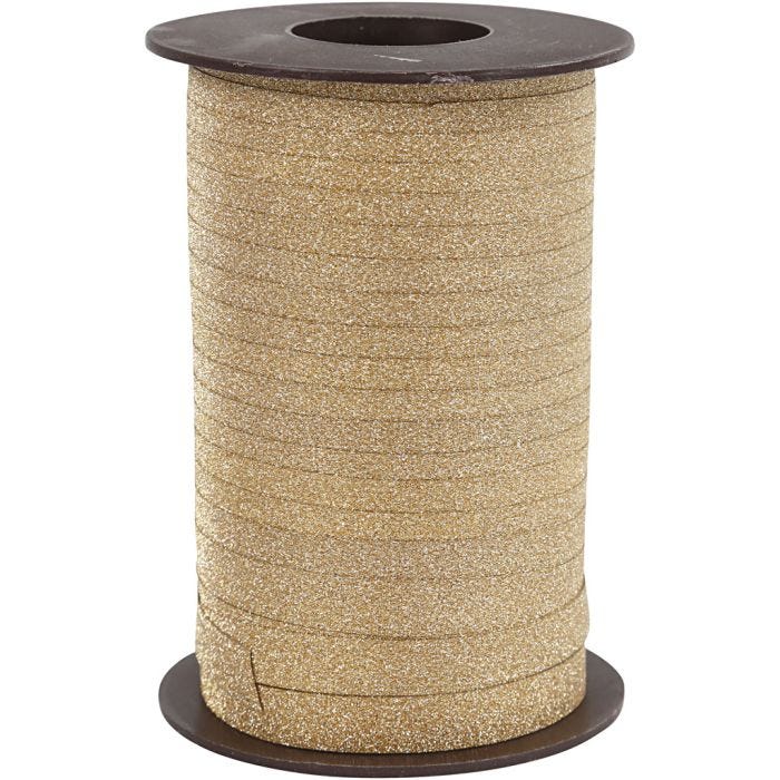 Ruban cadeau, L : 10 mm, paillettes, or, 100 m/ 1 rouleau