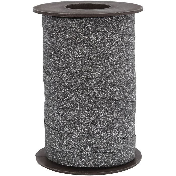Ruban cadeau, L : 10 mm, paillettes, noir, 100 m/ 1 rouleau
