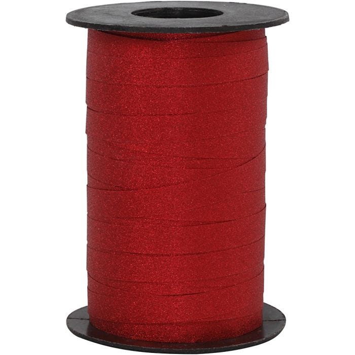 Ruban cadeau, L : 10 mm, paillettes, rouge, 100 m/ 1 rouleau