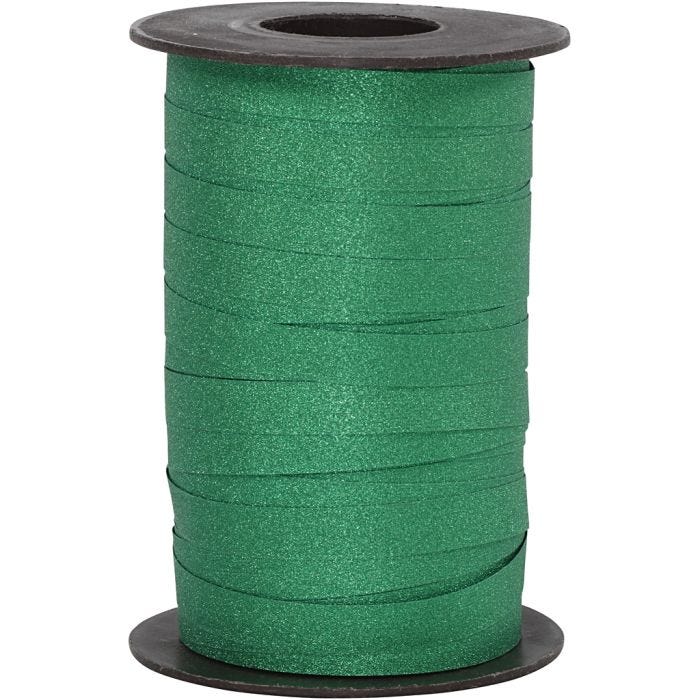 Ruban cadeau, L : 10 mm, paillettes, vert, 100 m/ 1 rouleau