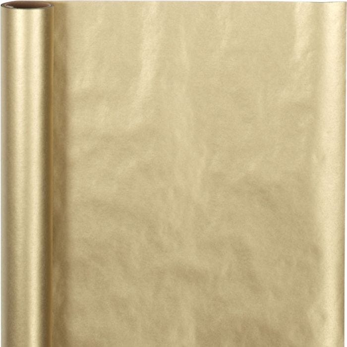 Papier cadeau, L : 50 cm, 60 gr, or, 5 m/ 1 rouleau