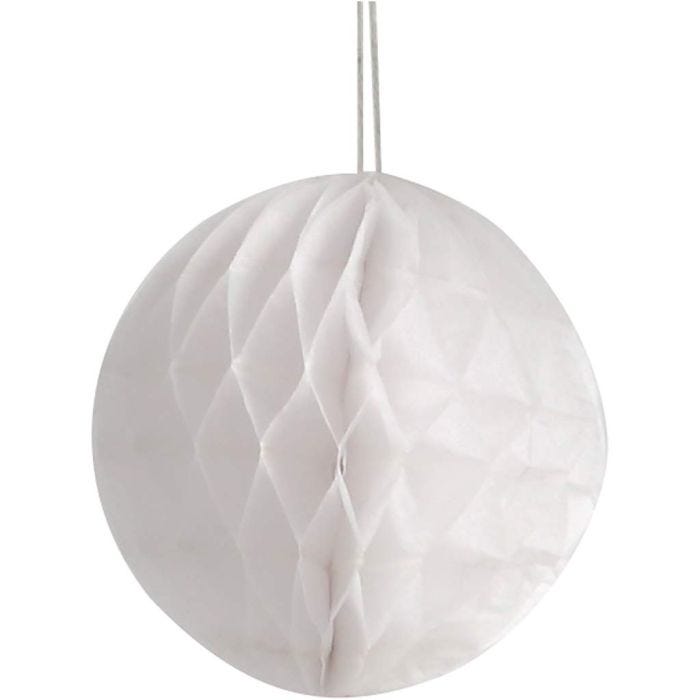 Pompon en papier de soie, d 8 cm, blanc, 10 pièces/ 1 Pq.