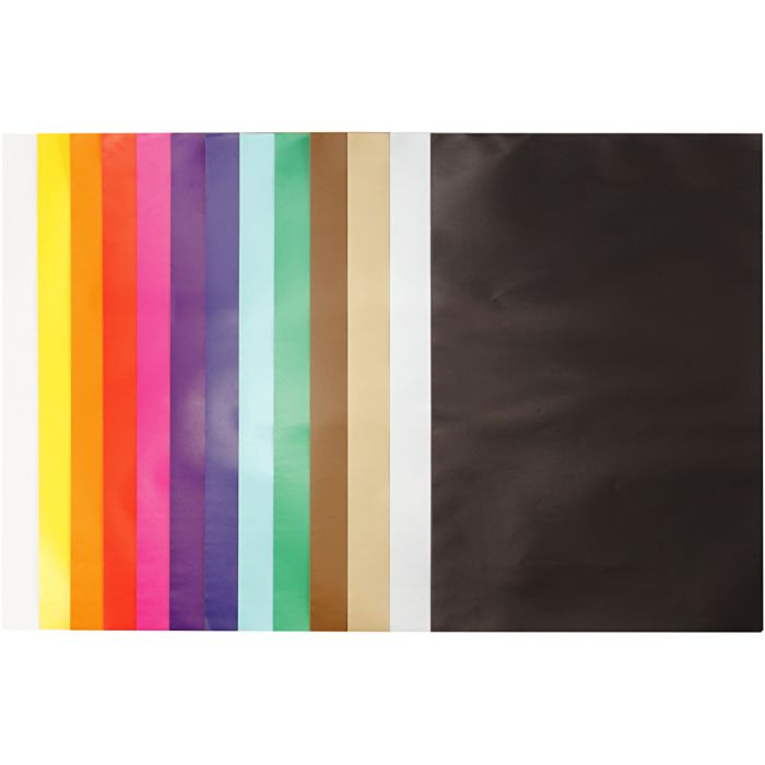 Papier Glacé, feuille 24x32 cm, 80 gr, ass. de couleurs, 50 flles/ 1 Pq.