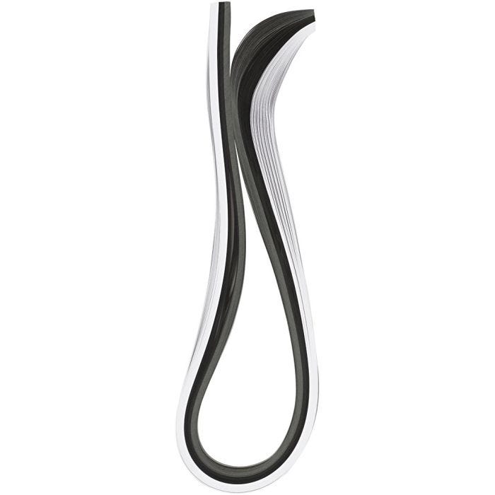 Bandes pour quilling, L : 78 cm, L : 5 mm, 120 gr, noir, gris, blanc, 100 pièces/ 1 Pq.