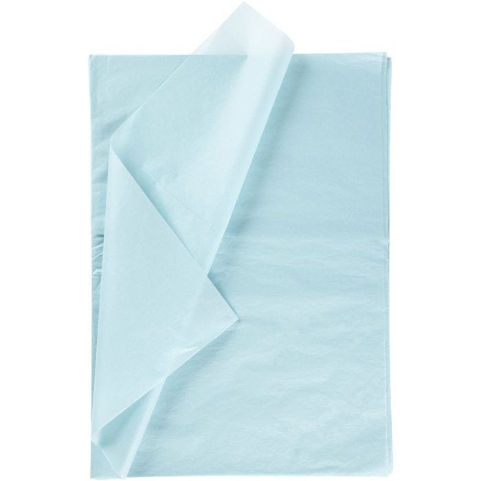 Papier de Soie, feuille 50x70 cm, 17 gr, bleu clair, 25 flles/ 1 Pq.