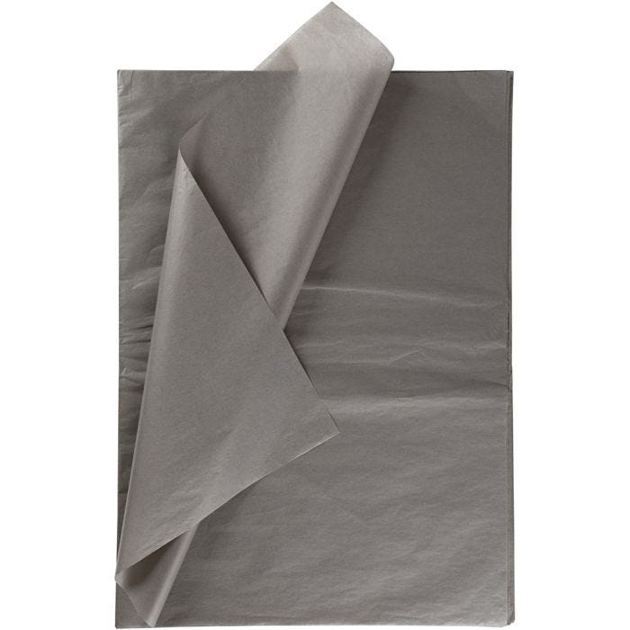 Papier de Soie, feuille 50x70 cm, 17 gr, gris foncé, 25 flles/ 1 Pq.
