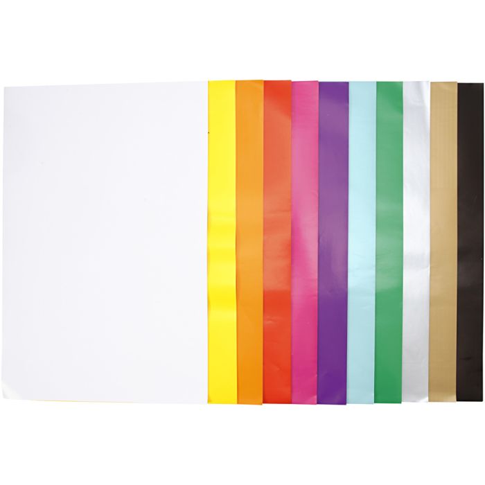 Papier Glacé, feuille 32x48 cm, 80 gr, ass. de couleurs, 11x25 flles/ 1 Pq.