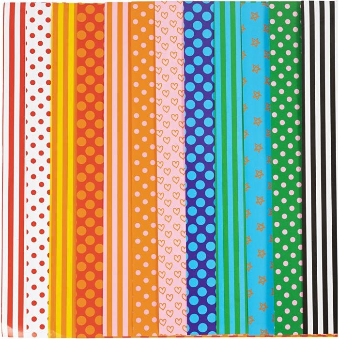 Papier Glacé, motifs, feuille 32x48 cm, 80 gr, ass. de couleurs, 100 flles ass./ 1 Pq.