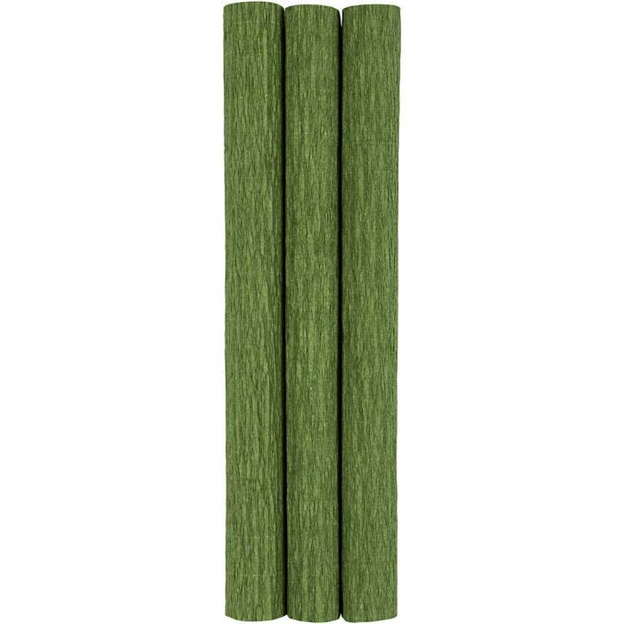 Papier Crépon, feuille 25x60 cm, Crêpé à 180%, 105 gr, vert citron, 3 flles/ 1 Pq.