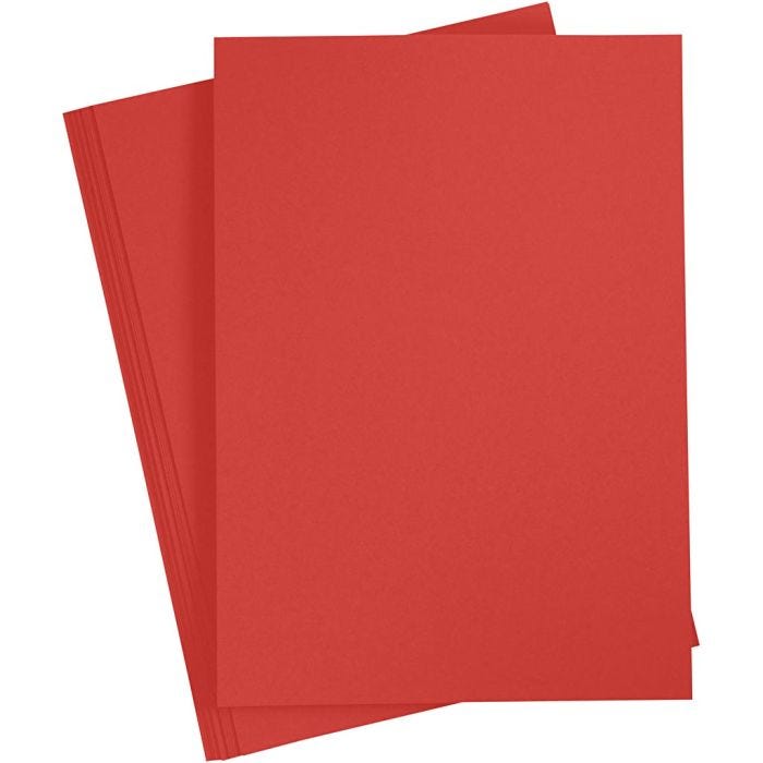 Papier Cartonné, A4, feuille 210x297 mm, 180 gr, rouge, 20 flles/ 1 Pq.