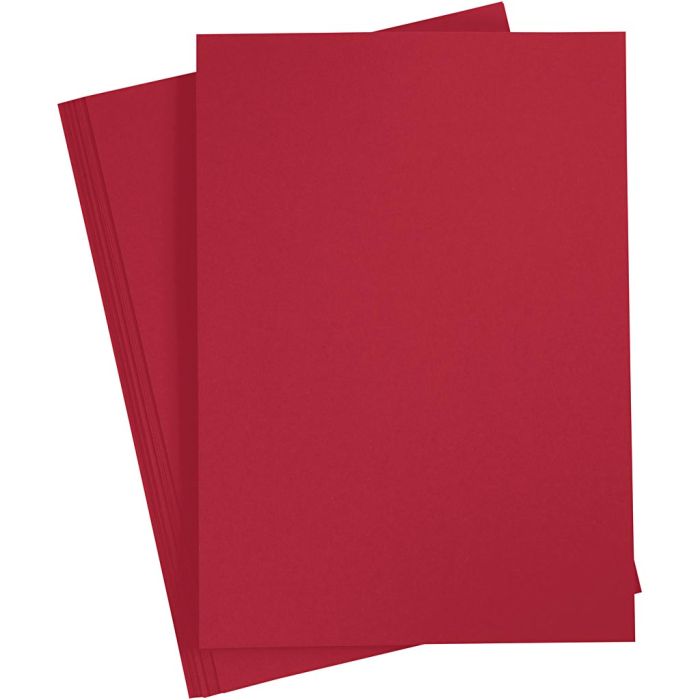 Papier Cartonné, A4, feuille 210x297 mm, 180 gr, rouge cerise, 20 flles/ 1 Pq.