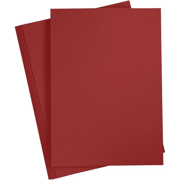 Papier Cartonné, A4, feuille 210x297 mm, 180 gr, rouge foncé, 20 flles/ 1 Pq.
