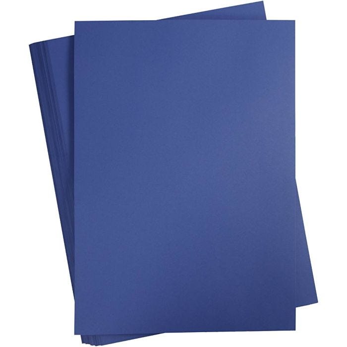 Papier Cartonné, A2, feuille 420x594 mm, 180 gr, bleu foncé, 100 flles/ 1 Pq.