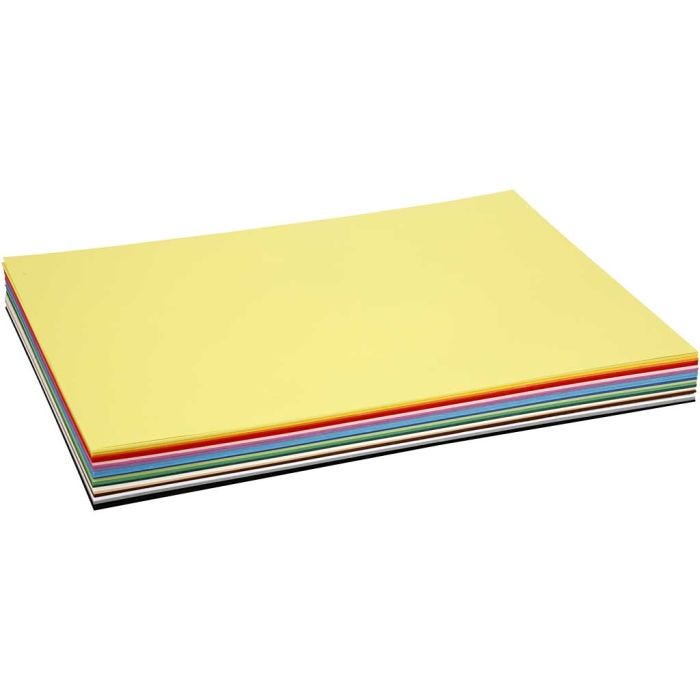 Papier Cartonné Colortime, A2, feuille 420x594 mm, 180 gr, ass. de couleurs, 20 flles ass./ 1 Pq.