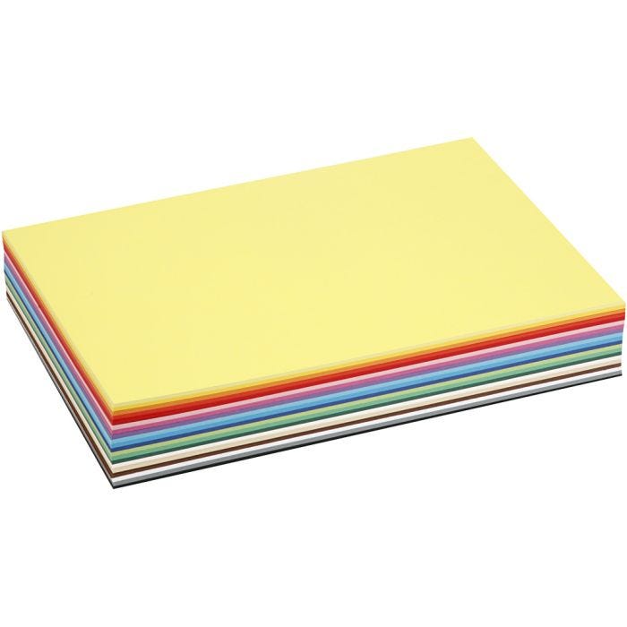 Papier Cartonné Colortime, A4, feuille 210x297 mm, 180 gr, ass. de couleurs, 30 flles ass./ 1 Pq.