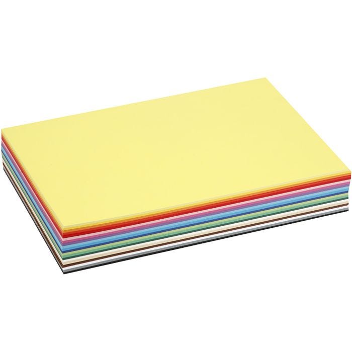 Papier Cartonné Colortime, A4, feuille 210x297 mm, 180 gr, ass. de couleurs, 300 flles ass./ 1 Pq.
